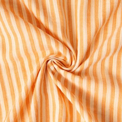 Tissu Double gaze de Coton Réversible rayé Abricot - Par 10 cm