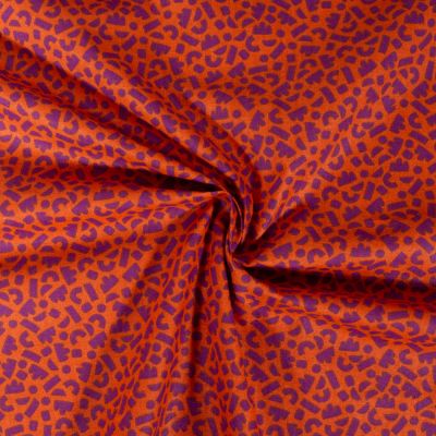 Tissu Coton imprimé Arty Tibeans sur fond Terracotta - Par 10 cm