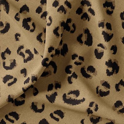 Tissu Toile de Coton Canvas Léopard sur fond Camel - Par 10 cm