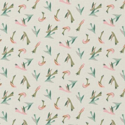 Tissu Coton imprimé Arty Voltige sur fond Blanc cassé - Par 10 cm