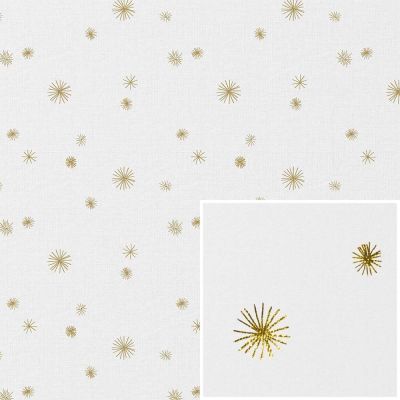 Tissu Canvas Etoiles dorées sur fond Blanc - Par 10 cm