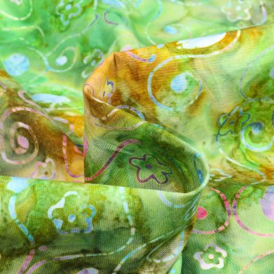 Tissu Batik  Tajka sur fond Vert - Par 10 cm