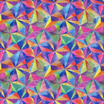 Tissu Coton imprimé Digital Kaléido sur fond Multicolore - Par 10 cm