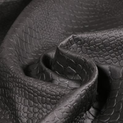 Tissu Simili cuir Croco mat uni Noir - Par 10 cm