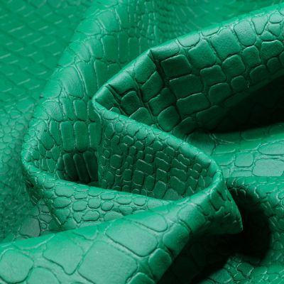 Tissu Simili cuir Croco mat uni Vert épicéa - Par 10 cm
