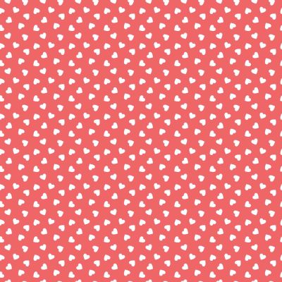 Tissu Coton imprimé Coeurs blancs sur fond Rouge - Par 10 cm