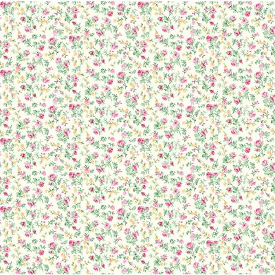 Tissu Coton imprimé Fleuris Aldo sur fond Ecru - Par 10 cm
