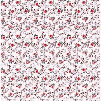 Tissu Coton imprimé Fleuris Afonso sur fond Rose pâle - Par 10 cm