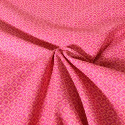 Tissu Popeline de Coton légère Géométrique sur fond Corail - Par 10 cm