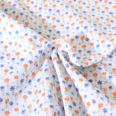 Tissu Popeline de Coton légère Petites fleurs sur fond Blanc - Par 10 cm