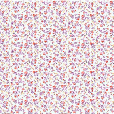 Tissu Coton imprimé Fleuris Aldo lilas sur fond Blanc - Par 10 cm