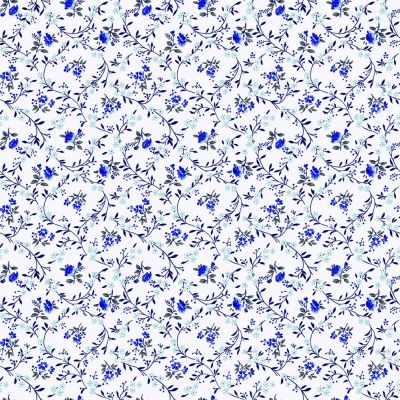 Tissu Coton imprimé Fleuris Afonso sur fond Blanc - Par 10 cm