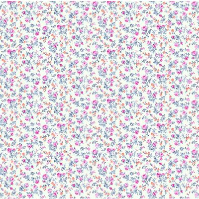 Tissu Coton imprimé Fleuris Aldo sur fond Blanc - Par 10 cm