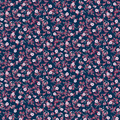 Tissu Coton imprimé Fleuris Giorgio sur fond Bleu marine - Par 10 cm
