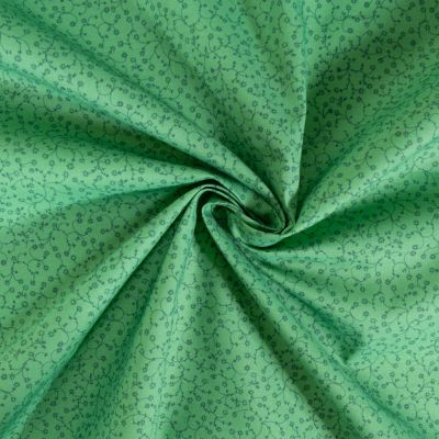 Tissu Coton imprimé Fleuris Lilou sur fond Vert - Par 10 cm