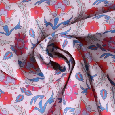 Tissu Coton imprimé  indien Ishani sur fond Blanc - Par 10 cm