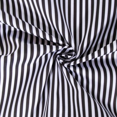 Tissu Popeline de Coton Rayures noires 5 mm sur fond Blanc - Par 10 cm