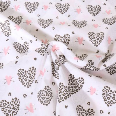 Tissu Popeline de Coton légère Coeurs sur fond Blanc - Par 10 cm