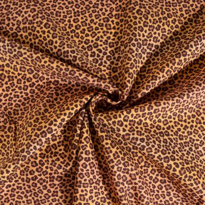 Tissu Popeline de Coton Léopard sur fond Ocre - Par 10 cm