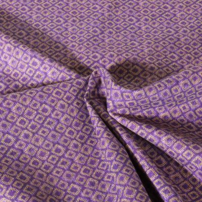Tissu Popeline de Coton légère Géométrique sur fond Violet - Par 10 cm