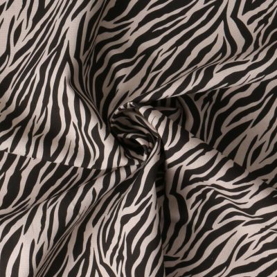 Tissu Toile Canvas Zebraluxe sur fond Beige - Par 10 cm