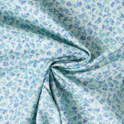 Tissu Batiste de Coton imprimé Fleuris sur fond Vert menthe clair - Par 10 cm