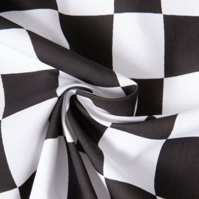 Tissu Toile de Coton d&#039;ameublement Damier noir sur fond Blanc - Par 10 cm