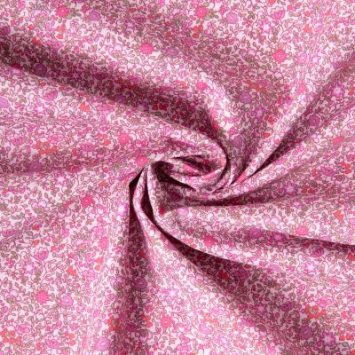 Tissu Batiste de Coton Charlie tapis fleuri sur fond Rose - Par 10 cm