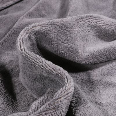 Tissu Éponge réversible Bambou envers polyester tout doux Gris anthracite - Par 10 cm