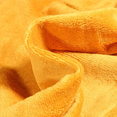 Tissu Éponge réversible Bambou envers polyester tout doux Jaune moutarde - Par 10 cm