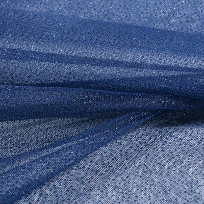 Tissu Tulle Strass Paillettes Bleu marine - Par 10 cm