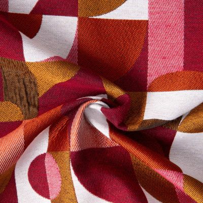 Tissu Jacquard Psychédélique sur fond Prune - Par 10 cm