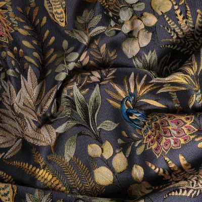 Tissu Toile jacquard Amadeus sur fond Bleu marine - Par 10 cm
