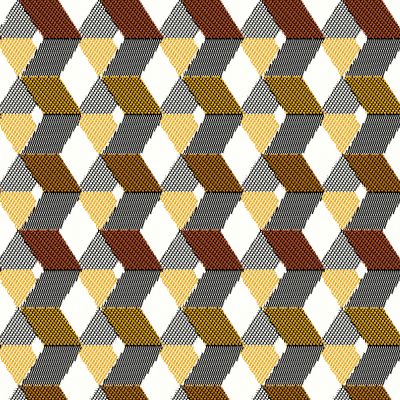 Tissu Jacquard Géométrique Jaune sur fond Blanc - Par 10 cm