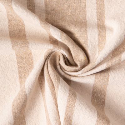 Tissu Coton d&#039;ameublement Bernadette Rayures Beige - Par 10 cm