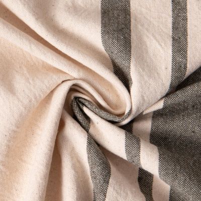 Tissu Coton d&#039;ameublement Bernadette Rayures Vert kaki - Par 10 cm