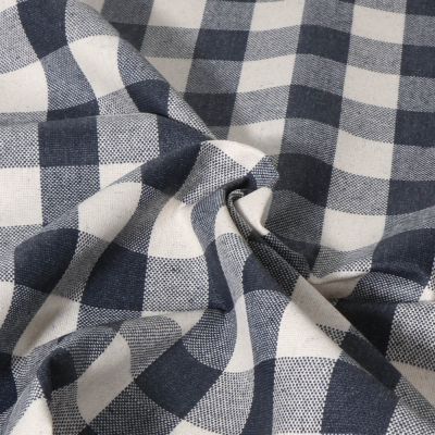 Tissu Toile de Lin Célestin enduit Indigo sur fond Blanc - Par 10 cm