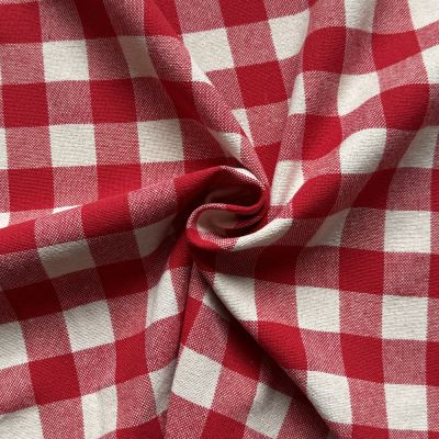 Tissu Coton d&#039;ameublement Celestin Carreaux Rouge - Par 10 cm