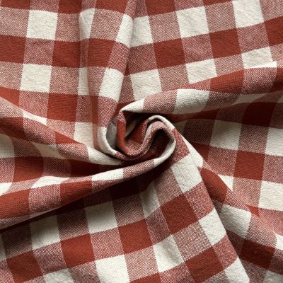Tissu Coton d&#039;ameublement Celestin Carreaux Terracotta - Par 10 cm