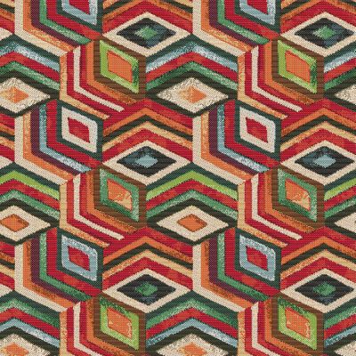 Tissu Jacquard d&#039;ameublement Dada géométrique sur fond Multicolore - Par 10 cm