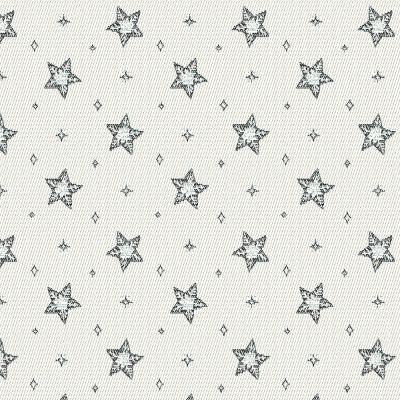 Tissu Jacquard d&#039;ameublement Etoiles de noël Lurex sur fond Blanc cassé - Par 10 cm