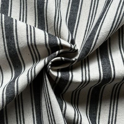 Tissu Coton d&#039;ameublement Eugene Rayures Noir - Par 10 cm