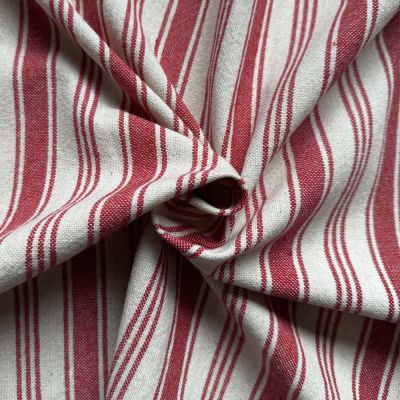 Tissu Coton d&#039;ameublement Eugene Rayures Rouge - Par 10 cm