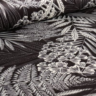Tissu Velours d&#039;ameublement tout doux Fantasy sur fond Noir - Par 10 cm
