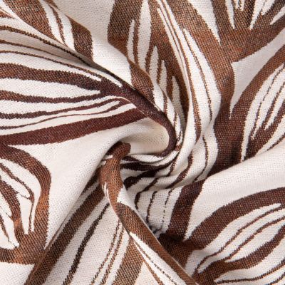 Tissu Jacquard d&#039;ameublement Soan cabosses Cacao sur fond Ecru - Par 10 cm