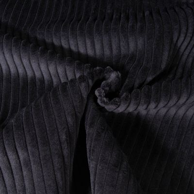 Tissu Minky côtelé d&#039;ameublement 10 mm uni Noir - Par 10 cm