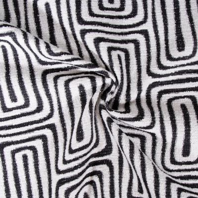 Tissu Jacquard d&#039;ameublement tissé teint Gobi noir sur fond Blanc - Par 10 cm