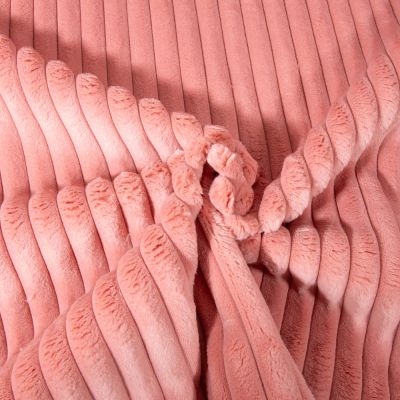 Tissu Minky côtelé d&#039;ameublement 15 mm uni Bois de rose - Par 10 cm
