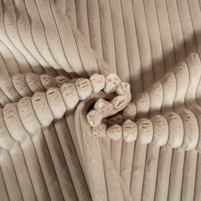Tissu Minky côtelé d&#039;ameublement 15 mm uni Beige - Par 10 cm