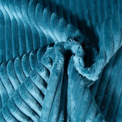 Tissu Minky côtelé d&#039;ameublement 15 mm uni Bleu canard - Par 10 cm